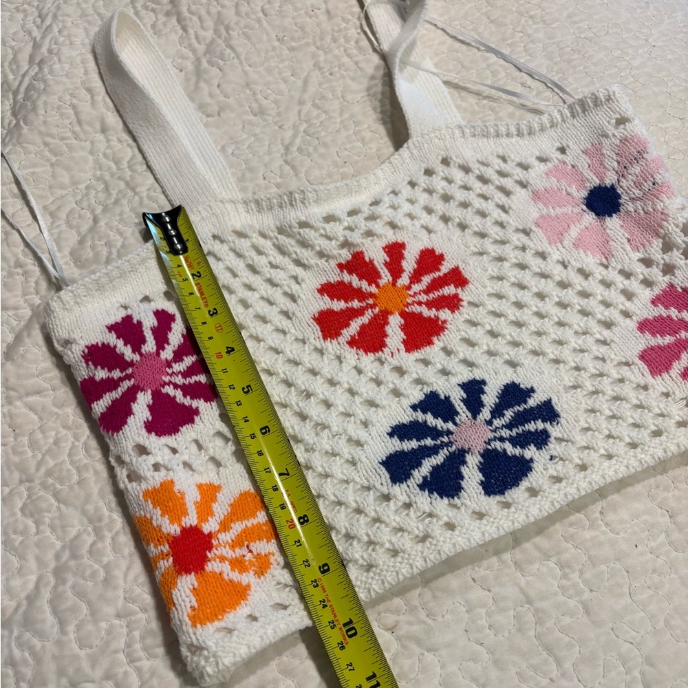Altar'd State White Crochet Top with Red Accents - Picture 4 of 6